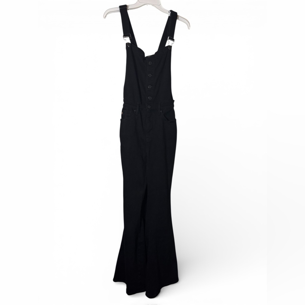 Judy Blue Tummy Control Retro Flare Black Overalls Denim Jumpsuit Size Large - Picture 6 of 16